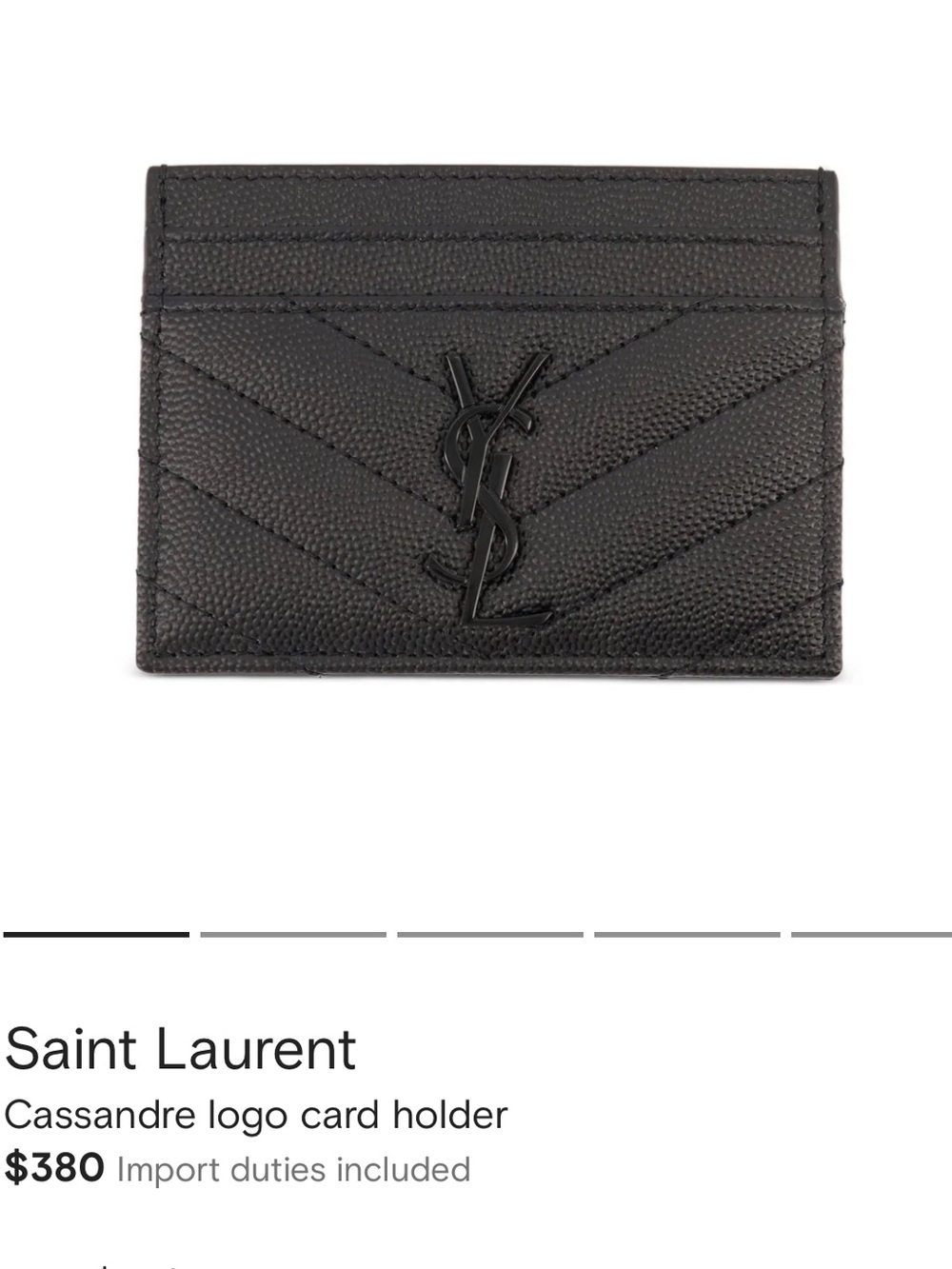 Saint Laurent Black Chevron YSL Card Holder